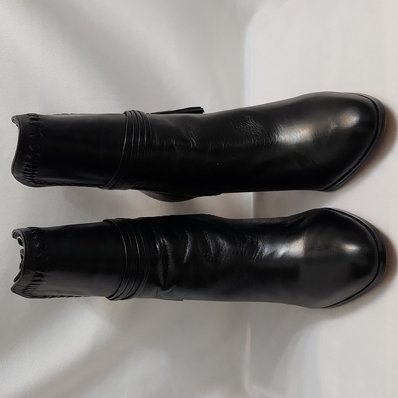 Coach Jessie Silky Nappa Black Leather Heeled Tassell Booties (W Size 10) - Picture 3 of 16